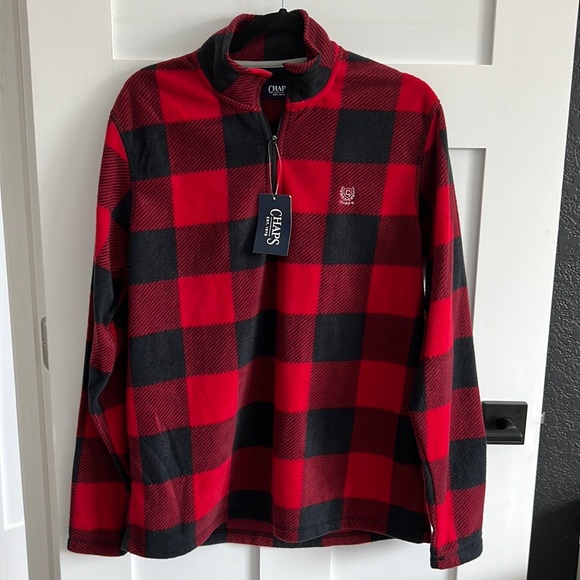 Chaps Other - Chaps Men’s Large Red and black plaid fleece quarter zip